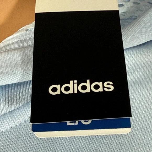 Adidas Womens Light Blue Embossed Logo Pullover Hoodie Size L NWT - Picture 8 of 12